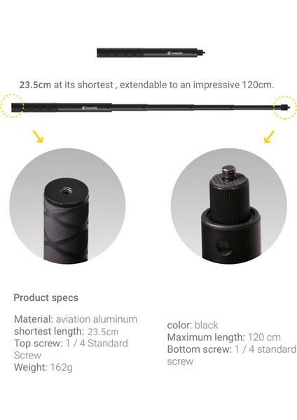 INSTA360 Gözden Kaybolan Si Şeridi, INSTA360 One X, One Evo, One R, One X2 Kameraları Için Uygun Ayarlanabilir Uzunluklu (Yurt Dışından)