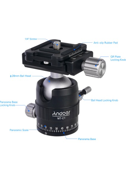 Mt-C1 Panoramik Tripod Bilya Baş Uyarlayıcı 360° Dönüşlü Hızlı Çıkarma Plakası (Yurt Dışından)
