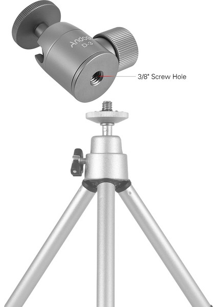 D-3 Mini Tripod Topu Başlığı Akıllı Telefonlar, Kameralar, Dslr Için Alüminyum Alöjü 360° Dönebilen Maksimum 3 kg Yük Taşıma Kapasiteli (Yurt Dışından)