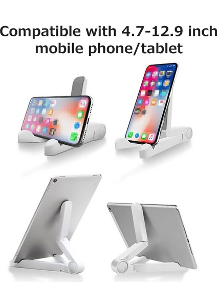 Ayarlanabilir Taşınabilir Abs Telefon ve Tablet Standı Beyaz (Yurt Dışından)
