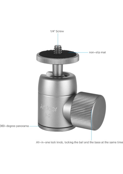 D-2 Mini Tripod Kameralar ve Cep Telefonları Için Alüminyum Alavya Toplu Başlıklı 360° Dönen Maksimum 2 kg Yük Taşıma Kapasiteli (Yurt Dışından)