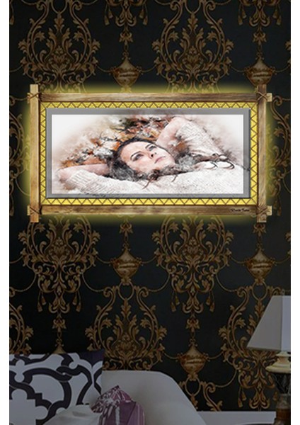 Rustik,ledli Kanvas Tablo Soyut B