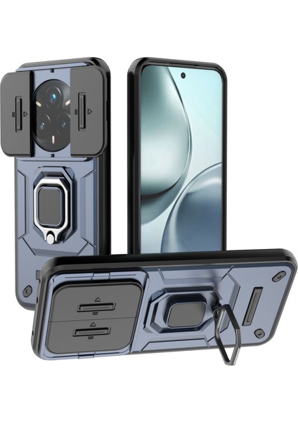 Oppo Realme 14 Pro Plus Kayar Kamera Kapağı ile Telefon Kılıfı, Döndürülmüş Halka Ayaklı Askeri Sınıf Darbeye Dayanıklı Koruyucu Kılıf Oppo Realme 14 Pro Plus (Yurt Dışından)