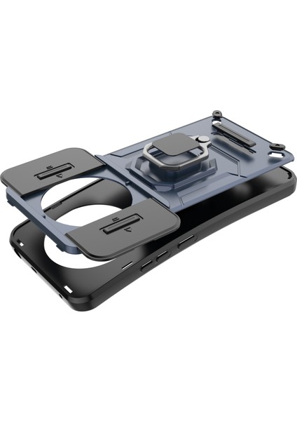 Oppo Realme 14 Pro Plus Kayar Kamera Kapağı ile Telefon Kılıfı, Döndürülmüş Halka Ayaklı Askeri Sınıf Darbeye Dayanıklı Koruyucu Kılıf Oppo Realme 14 Pro Plus (Yurt Dışından) indirimleri