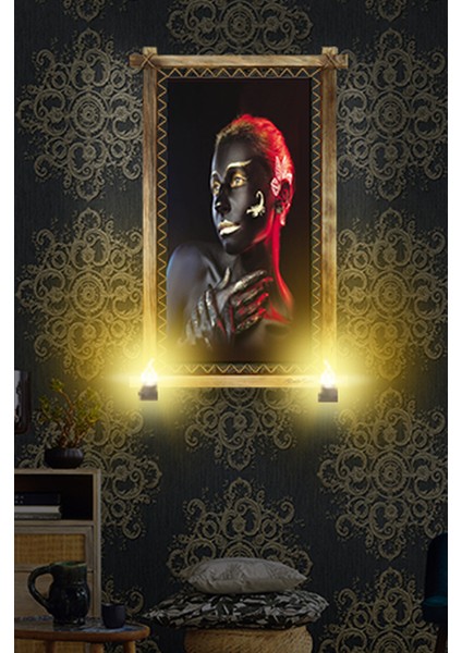 Rustik,ledli Kanvas Tablo Zenci Kadın K fiyatları