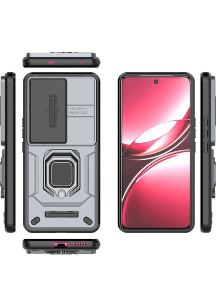 Vivo V50 5g Kayar Kamera Kapağı ile Telefon Kılıfı, Döndürülmüş Halka Ayaklı Askeri Sınıf Darbeye Dayanıklı Koruyucu Kılıf Vivo V50 5g (Yurt Dışından)