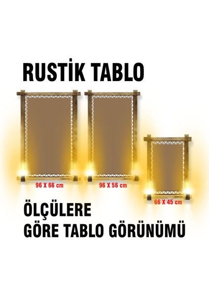 Rustik,ledli Kanvas Tablo Rustik Ampullu Işıklı