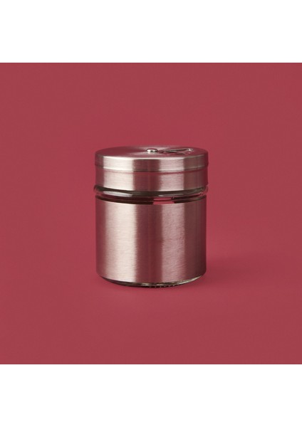 Metal Kaplı Cam Baharatlık - Gri - 5,5 cm