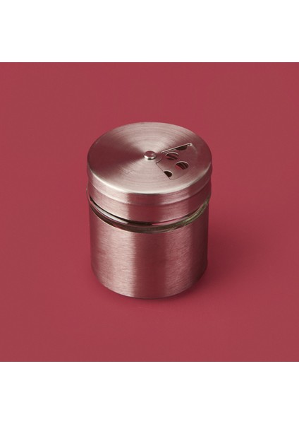 Metal Kaplı Cam Baharatlık - Gri - 5,5 cm