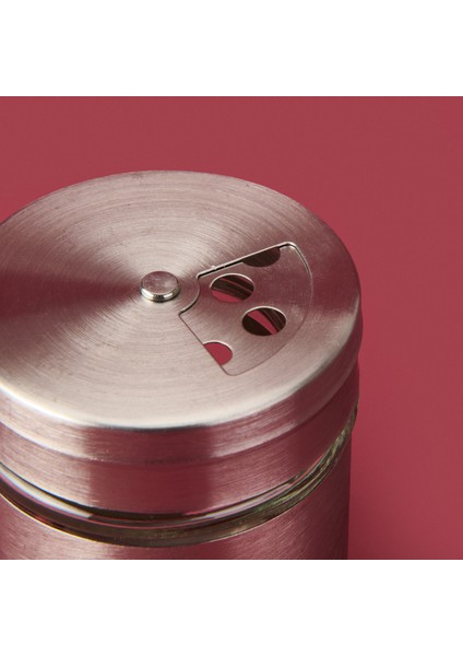Metal Kaplı Cam Baharatlık - Gri - 5,5 cm