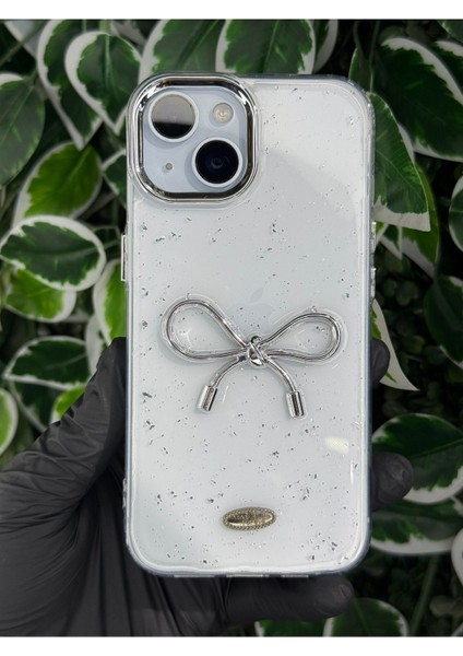 IPHONE 15 Uyumlu Kalpli / Kurdeleli / Kirazlı Simli Kılıf