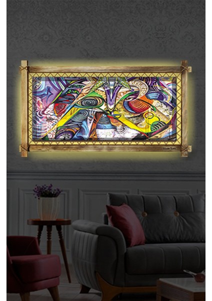 Rustik,ledli Kanvas Tablo Soyut B