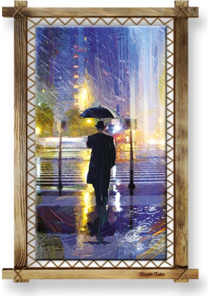 Rustik,ledli Kanvas Tablo Şemsiyeli Adam B fiyatları