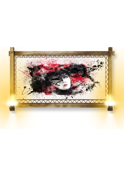 Rustik,ledli Kanvas Tablo Soyut Kadın K