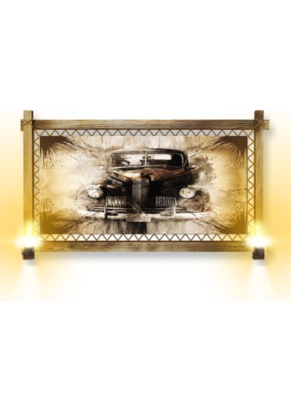 Rustik,ledli Kanvas Tablo Antika Araba O