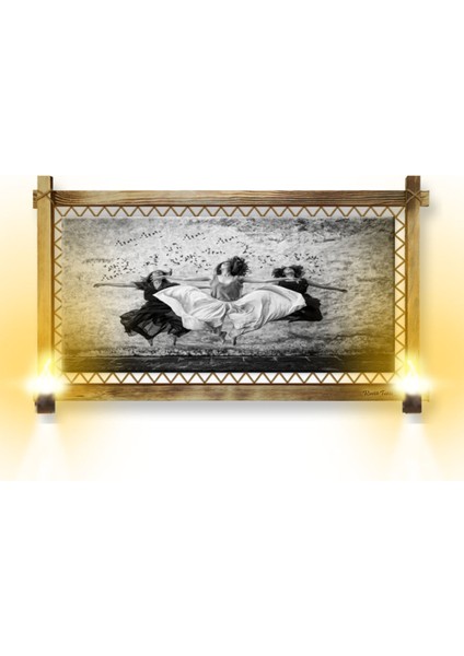 Rustik,ledli Kanvas Tablo Dans Eden Kızlar K