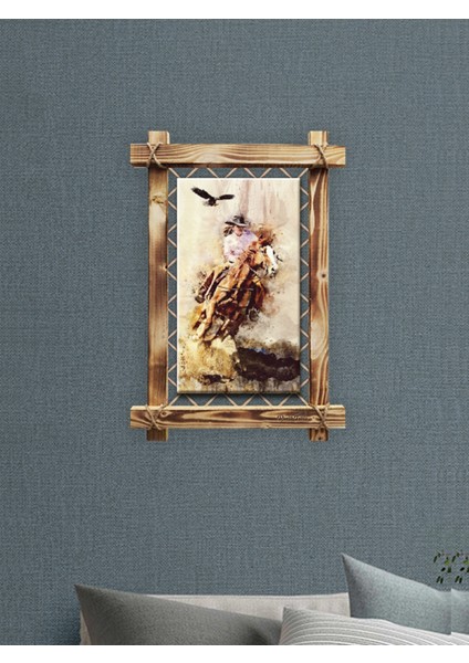 Rustik,ledli Kanvas Tablo Atlı Kız Modern