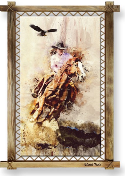 Rustik,ledli Kanvas Tablo Atlı Kız Modern fiyatları