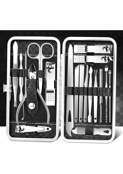 19 Adet/takım Tırnak Makası Giyotin Makas Ayak Tırnak Törpüsü Cımbız Pedikür Manikür Aracı Seti Yüksek Kaliteli Mini Pvc Kasa (Yurt Dışından)