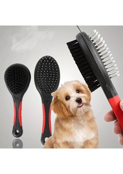 Köpek Fırçası Kedi Evcil Hayvan Bakım Tarak 2'si 1'de Çift Taraflı Çivi Evcil Hayvanların Dökülme ve Kirini Bakım Aracı (Yurt Dışından)