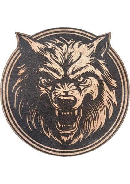 Vahşi Kurt -Yuvarlak Deri Peç - Arma - Wolf Leather Patch