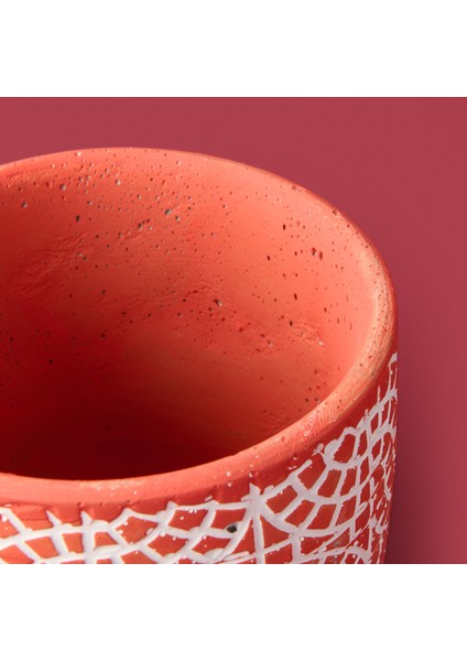 Mozaik Desen Beton Saksı - Turuncu - 10X13 cm fırsatları