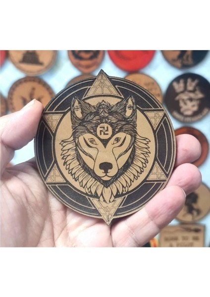 Şaman Kurt - Deri Peç - Arma - Leather Patch