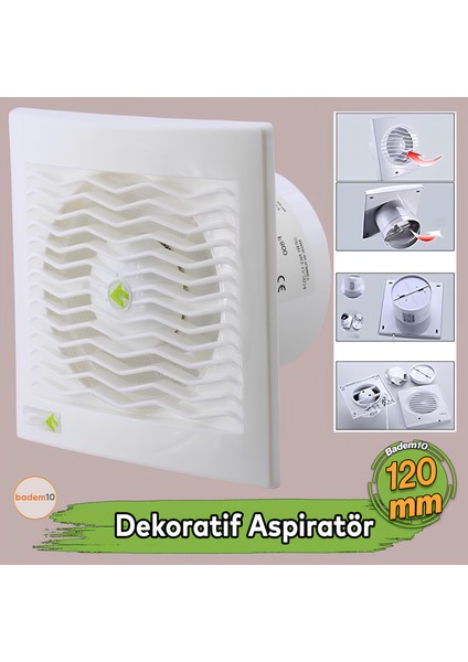 Elektrikli Wc Mutfak Büro Banyo Havalandırma 120 mm Aspiratör Fan Kirli Hava Kötü Koku Egzoz Fanı