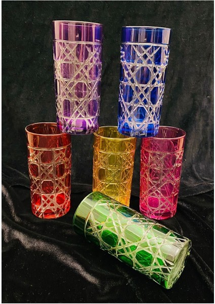 El Işi Renkli 6'lı Kristal Kesme Işlemeli Kahve Yanı Bardak Nihavent Seri fırsatları