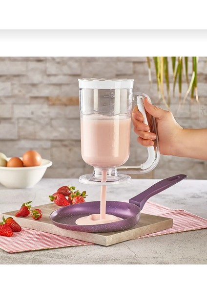 Pratik Hamur Dağıtıcı Pancake Krep Muffin Kolay Akıtma Kabı 67521 Pembe