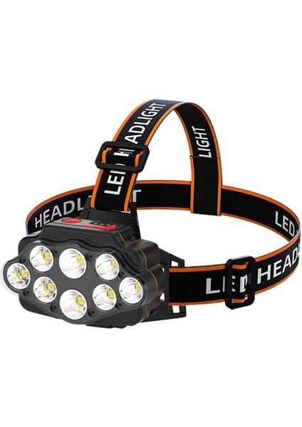 8 Led'li Süper Parlak Baş Lambası 4 Aydınlatma Modu Ayarlamalı Baş Bandı (Yurt Dışından)