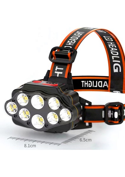 8 Led'li Süper Parlak Baş Lambası 4 Aydınlatma Modu Ayarlamalı Baş Bandı (Yurt Dışından)