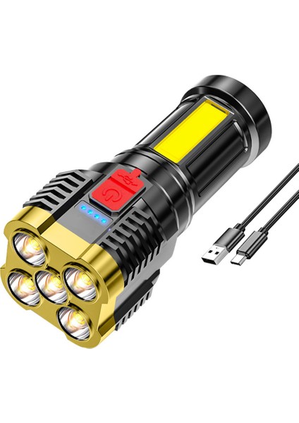 5 LED Taşınabilir Yüksek Lumenli USB Şarj Edilebilir Fener (Yurt Dışından)