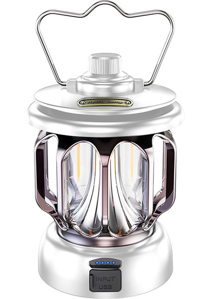 Retro Kamp Işığı USB Şarj Edilebilir 3 Renk Sıcaklığı Sonsuz Dimiable (Yurt Dışından)