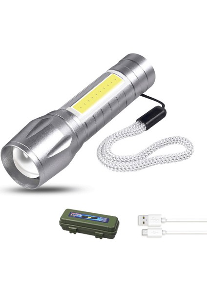 USB Şarj Edilebilir Yüksek Parlaklıkta LED Fener (Yurt Dışından)