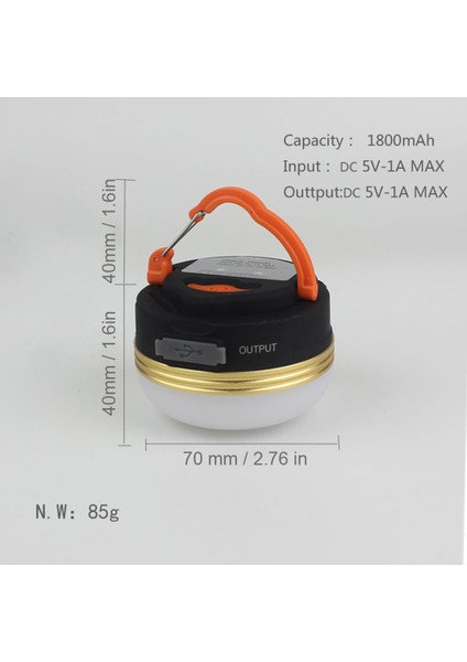 Taşınabilir Şarj Edilebilir 1800MAH 240 Lumen Kamp Lanternı (Yurt Dışından)