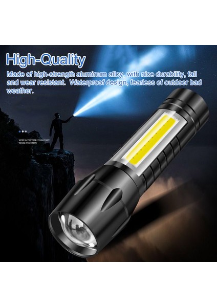USB Şarj Edilebilir Yüksek Lumenli LED Fener (Yurt Dışından)