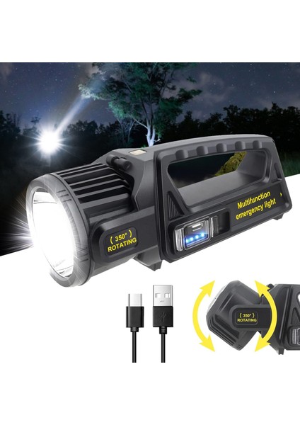 Şarj Edilebilir LED Spot Işığı 350° Dönebilen Kafa 9 Modlu (Yurt Dışından)