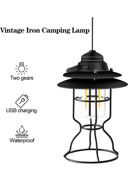 Vintage Kamp Lambası Suya Dalı USB Şarj Edilebilir (Yurt Dışından)