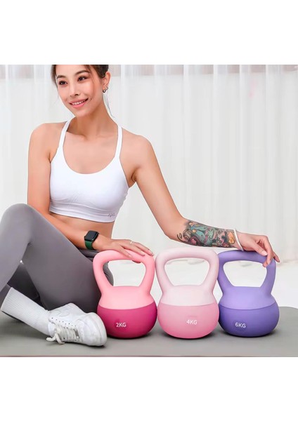 4 Kg Soft Kettlebell Yumuşak Tabanlı Metal Kumlu Ses Yapmaz Darbeye