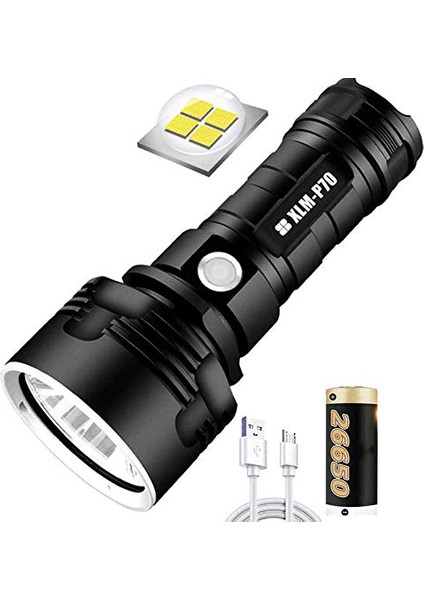 P70 Parlak Flashlight USB Şarj Edilebilir Süper Parlak (Yurt Dışından)