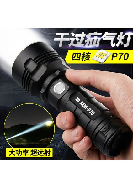 P70 Parlak Flashlight USB Şarj Edilebilir Süper Parlak (Yurt Dışından)