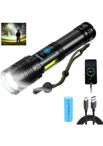 Şarj Edilebilir XHP70 LED 20000 Lumen 7 Modlu Fener (Yurt Dışından)