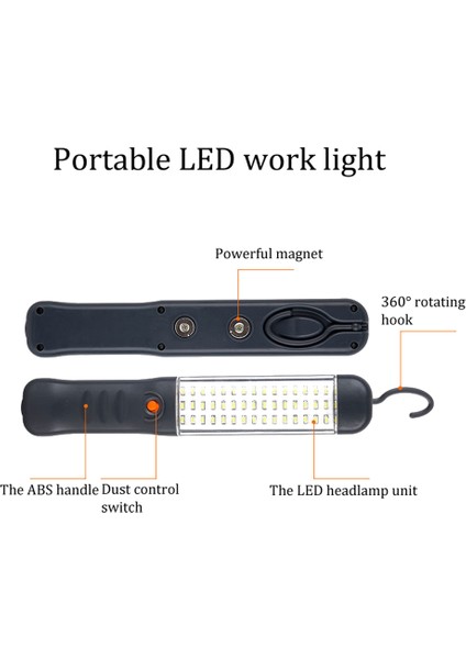 Şarj Edilebilir LED Iş Lambası Yüksek Parlaklık 360° Dönen Kancalı (Yurt Dışından)