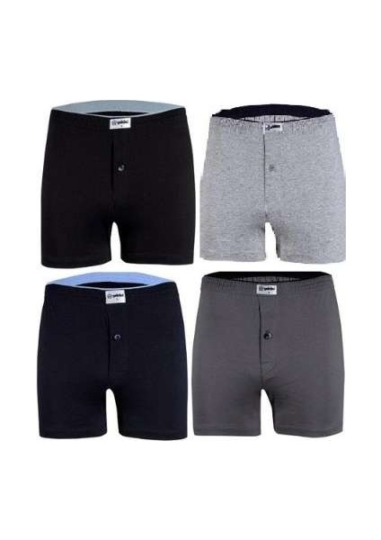 Erkek Düz Melanj Gri Havlu Bel 4'lü Paket Boxer Abani Classic