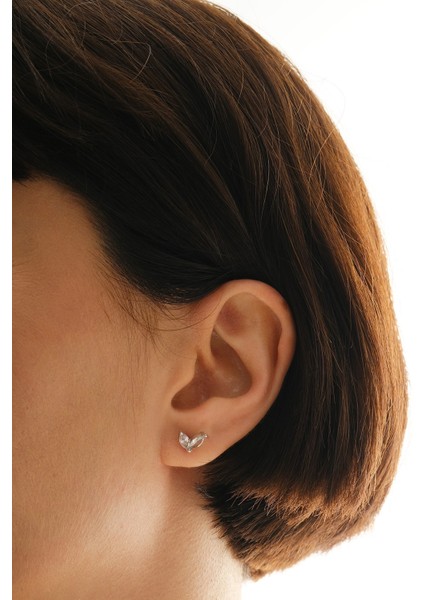 Gümüş Rodyumlu Markız Kesim Zirkon Taşlı Buz Çiçeği Küpe SGTL12838RODAJ fiyatları