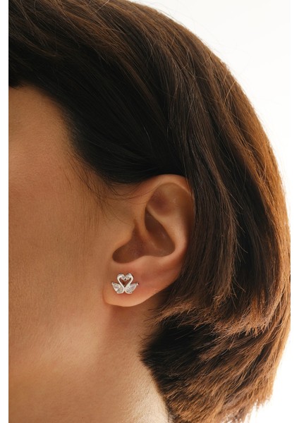 Gümüş Rodyumlu Damla Kesim Zirkon Taşlı Aşık Kuğular Küpe SGTL12839RODAJ fiyatları