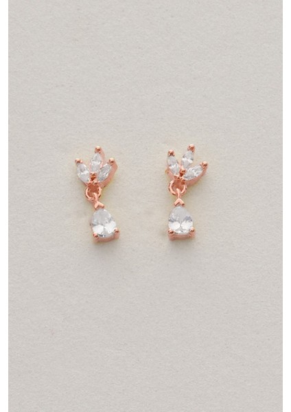 Gümüş Rose Zirkon Taşlı Damla Sallantılı Lotus Küpe SGTL12836ROSE fırsatları
