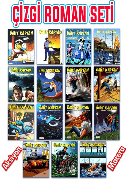 Ümit Kaptan Serisi 15 Kitap'lı Çizgi Roman Seti - 1440 Sayfa modelleri