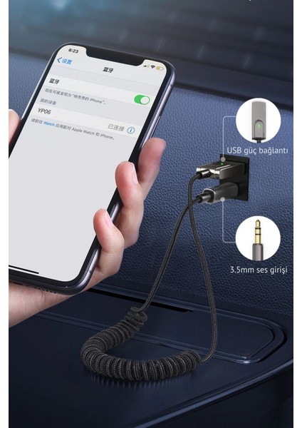 Bluetooth Receiver Aux Kablo Wireless Araç Kiti